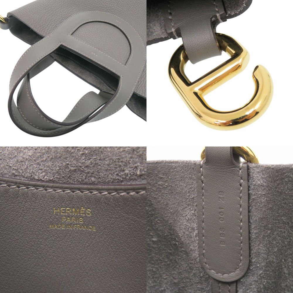 Hermes in the Loop Taurillon Clemence Swift Grime Gold Handbag — view 9