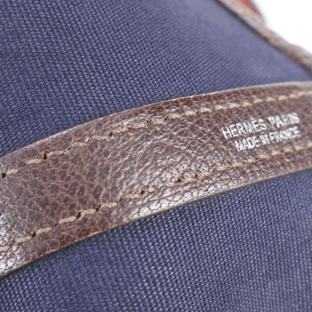 Hermes Garden Party PM Toile Officier Leather Tote Shoulder — view 9