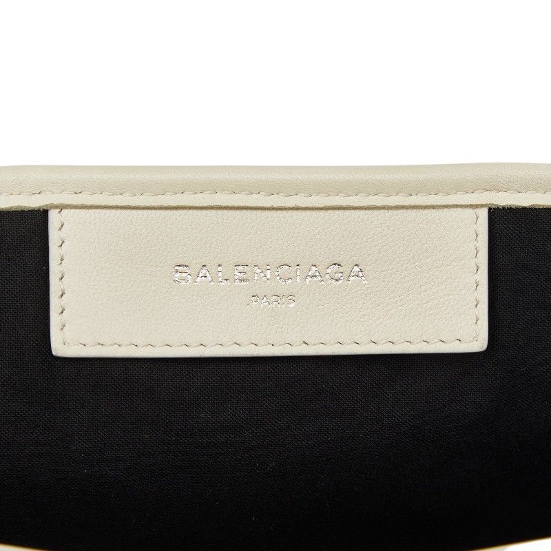 Balenciaga Perforated Logo Navy Cabas S Tote White Leather Canvas — view 9