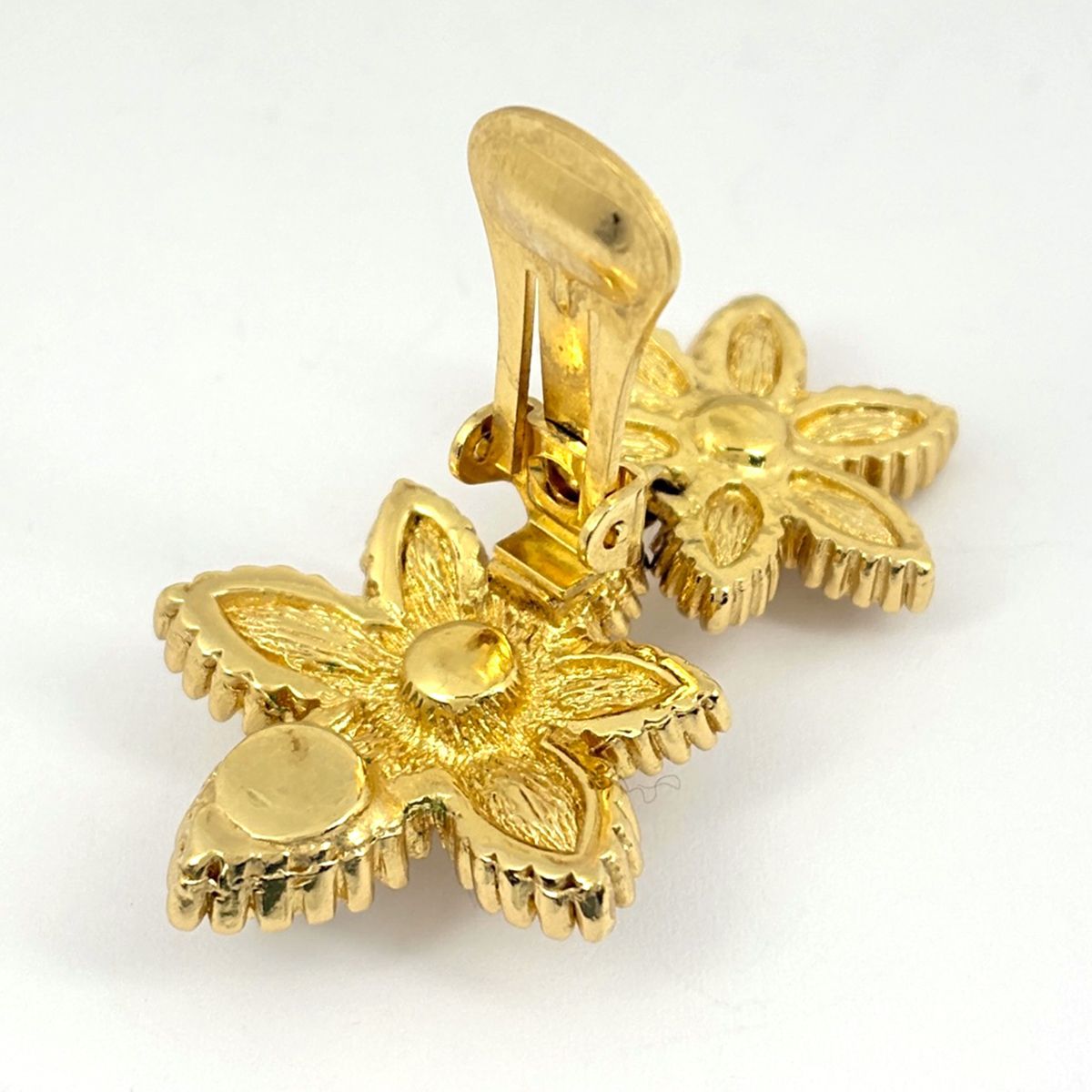 Dior Rhinestone Earrings Flower Faux Pearl Gold Plated — view 3