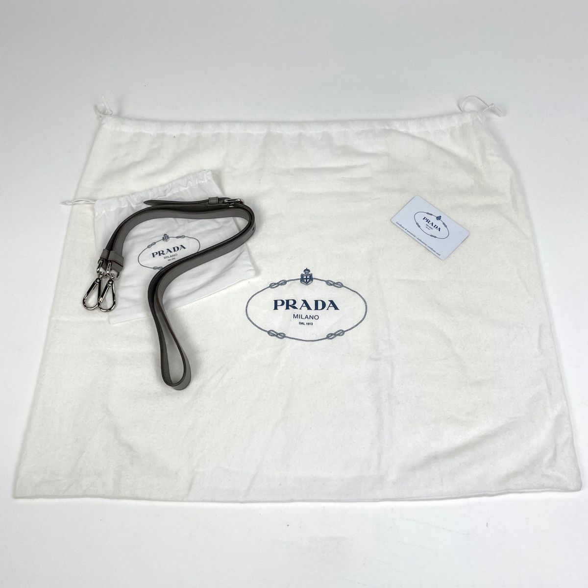 Prada Logo Handbag 2-Way Leather Gray — view 9