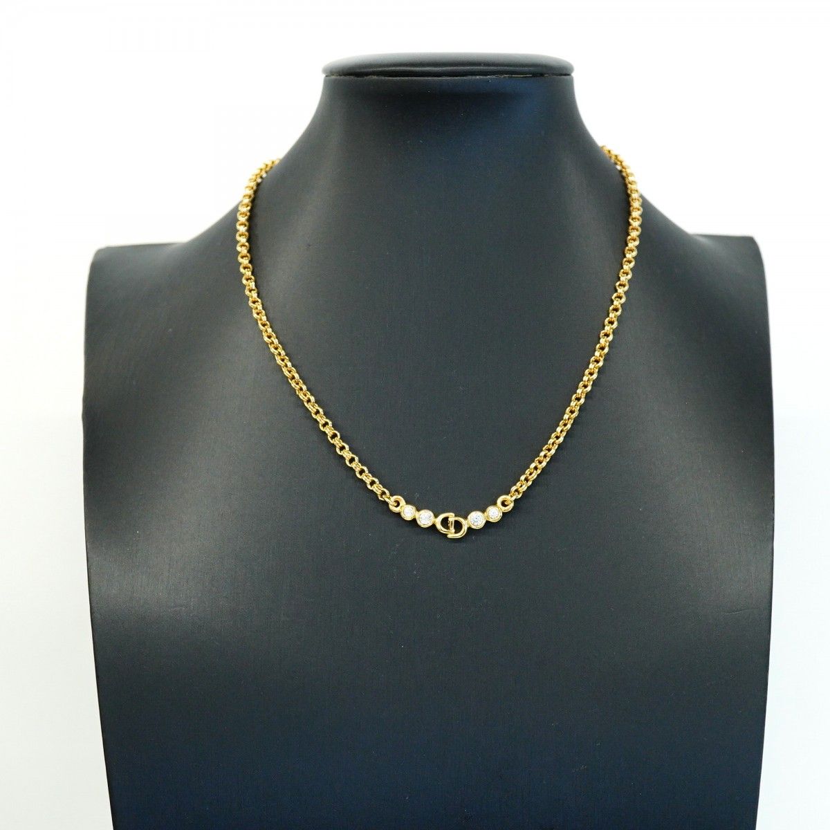 Dior Necklace CD Logo Gold Plated Rhinestone — view 5