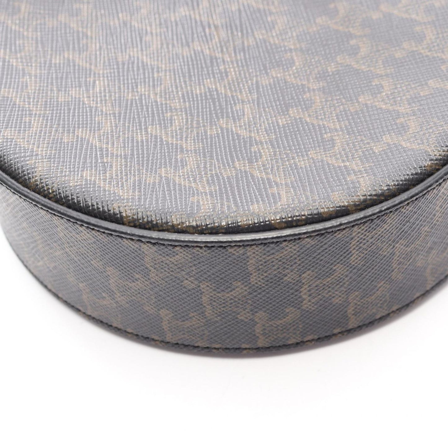 Celine Shoulder Bag Round Purse Triomphe Black Brown Canvas Leather — view 8