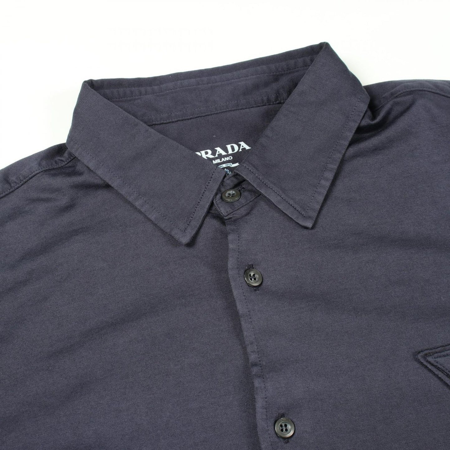 Prada Triangle Logo Long Sleeve Cotton Shirt — view 7