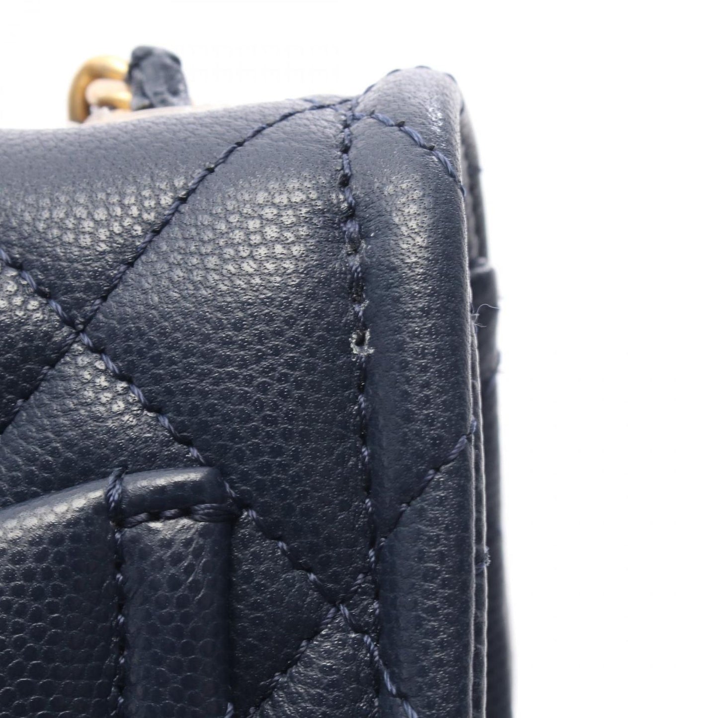 Chanel Shoulder Bag Quilted Navy Caviar Leather Mini Chain — view 9