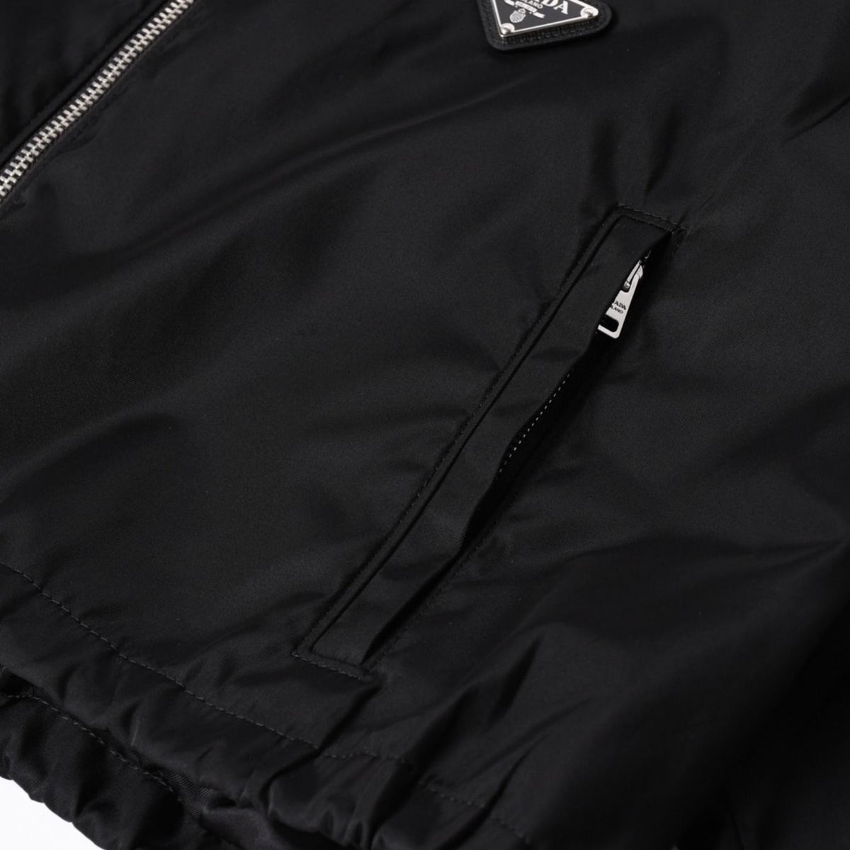 Prada Cropped Nylon Zip Up Jacket Triangle Logo Black 42 — view 8