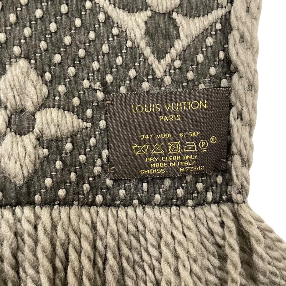 Louis Vuitton Scarf Echarpe Logo Mania Wool Silk Monogram Gray — view 9