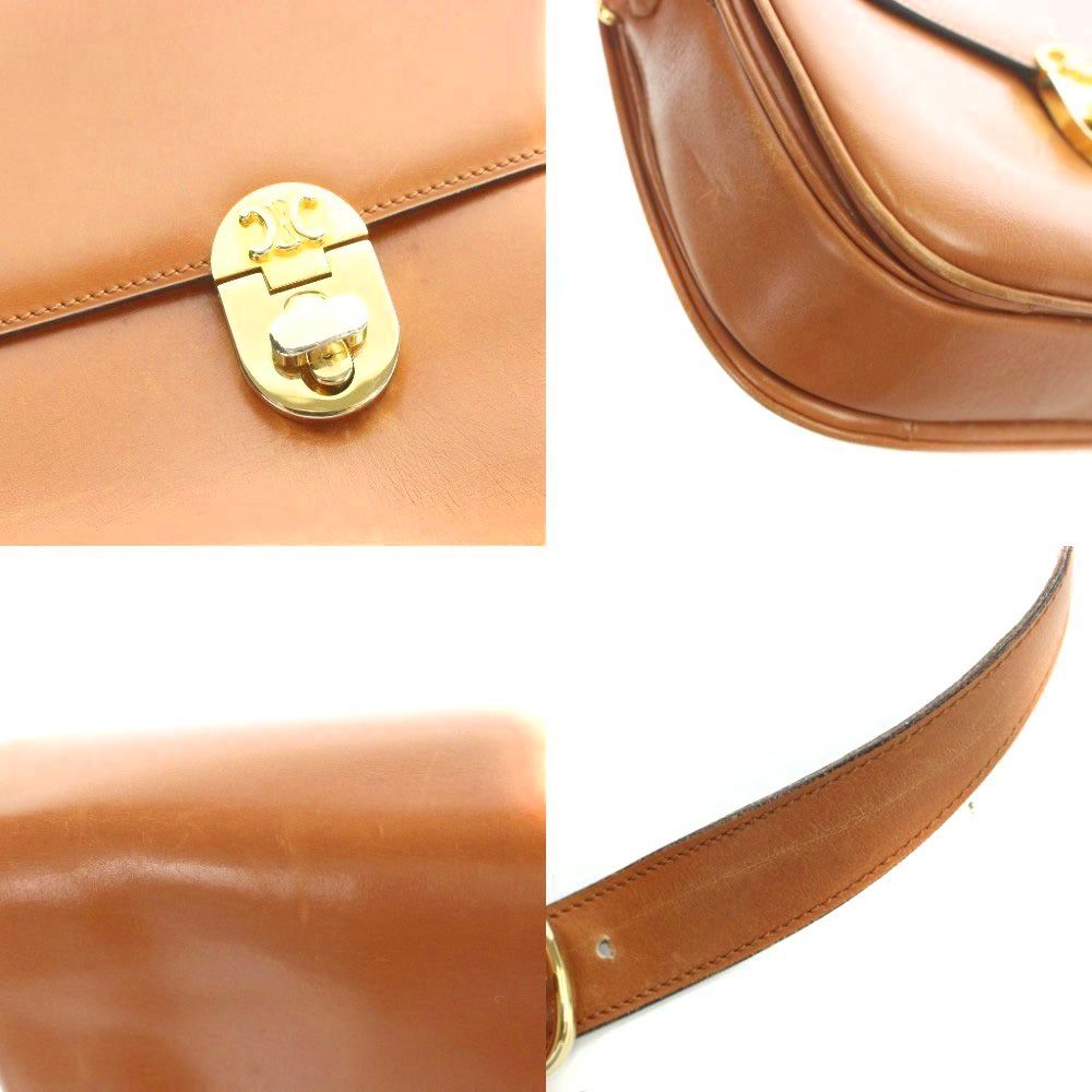Celine Shoulder Bag Leather Flap Brown — view 8