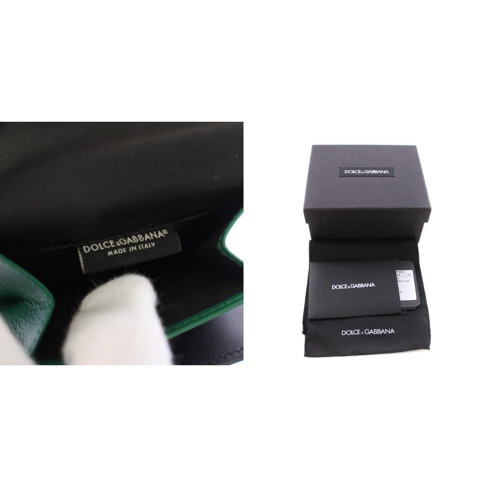 Dolce & Gabbana Pfoglio French Flap Trifold Wallet Logo Leather Green TK — view 9