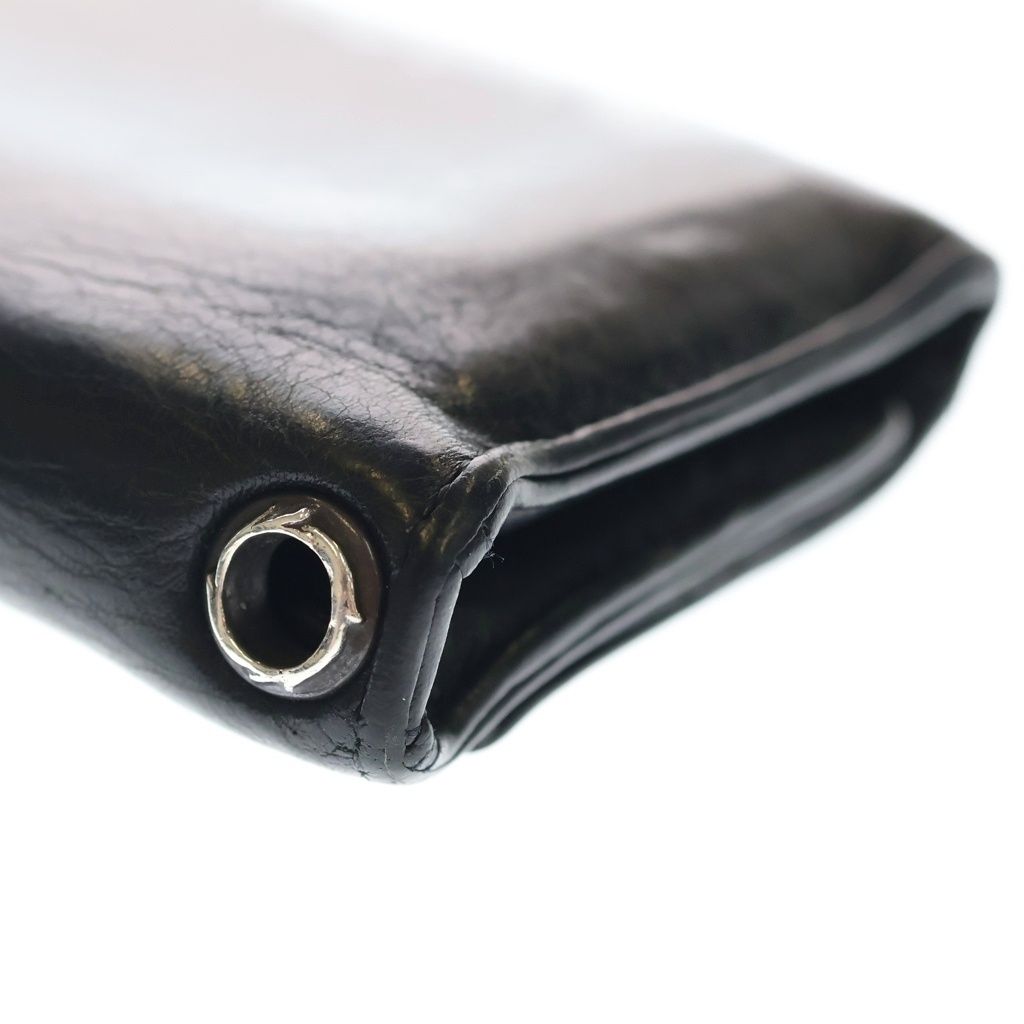 Chrome Hearts 3 Fold Cross Ball Button Leather Wallet Black — view 6