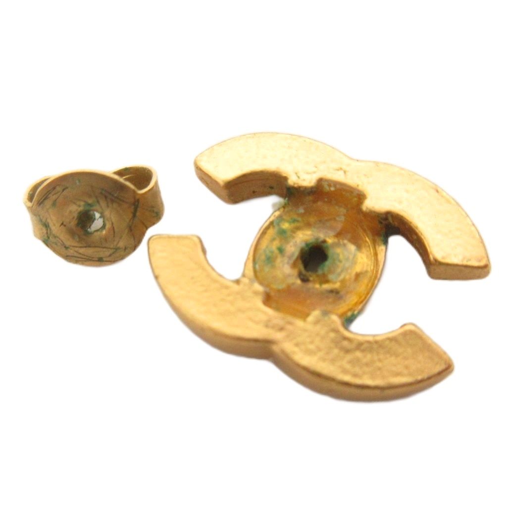 Chanel Earrings CC Logo Gold Color Orange — view 5