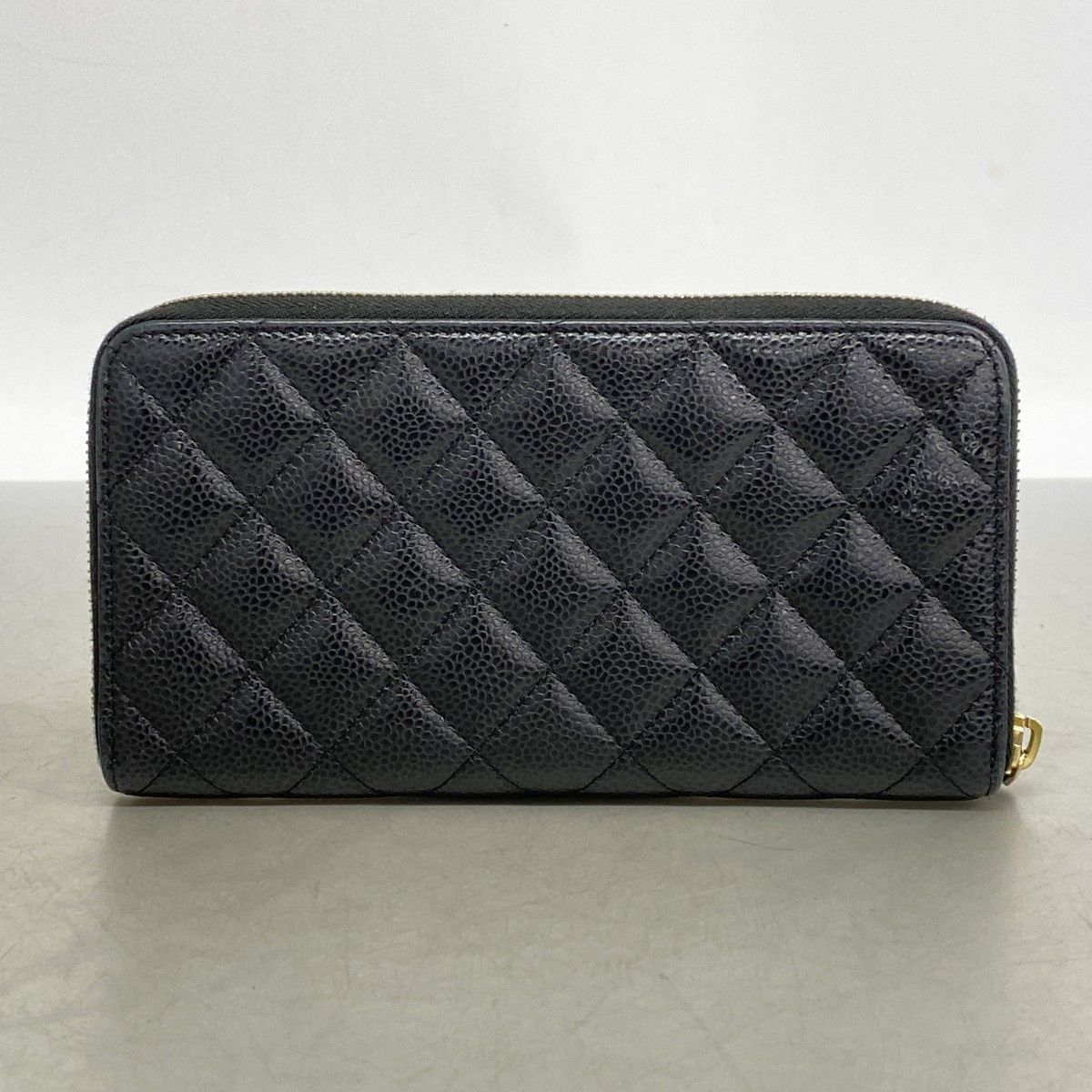 Chanel Wallet Quilted Caviar Leather Black Gold — view 8