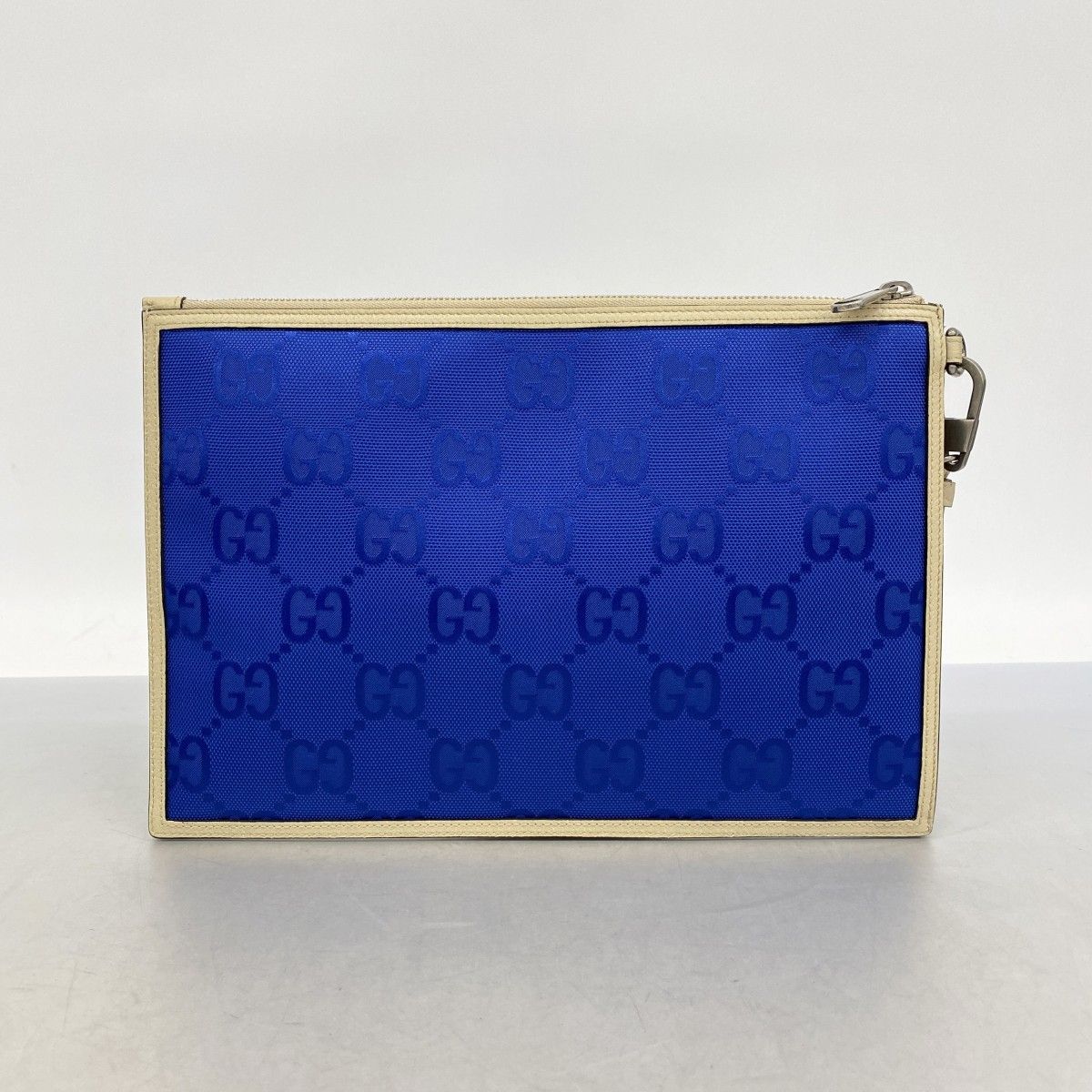 Gucci Clutch of the Grid Nylon Blue Beige Silver — view 8