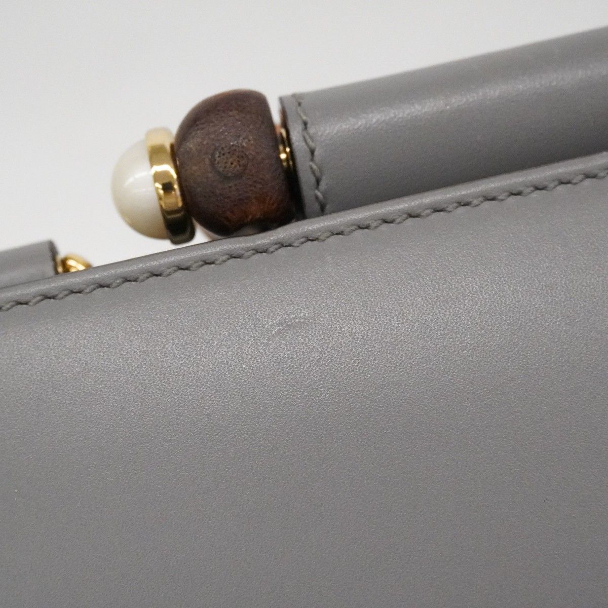 Gucci Handbag Bamboo Leather Gray Gold — view 9