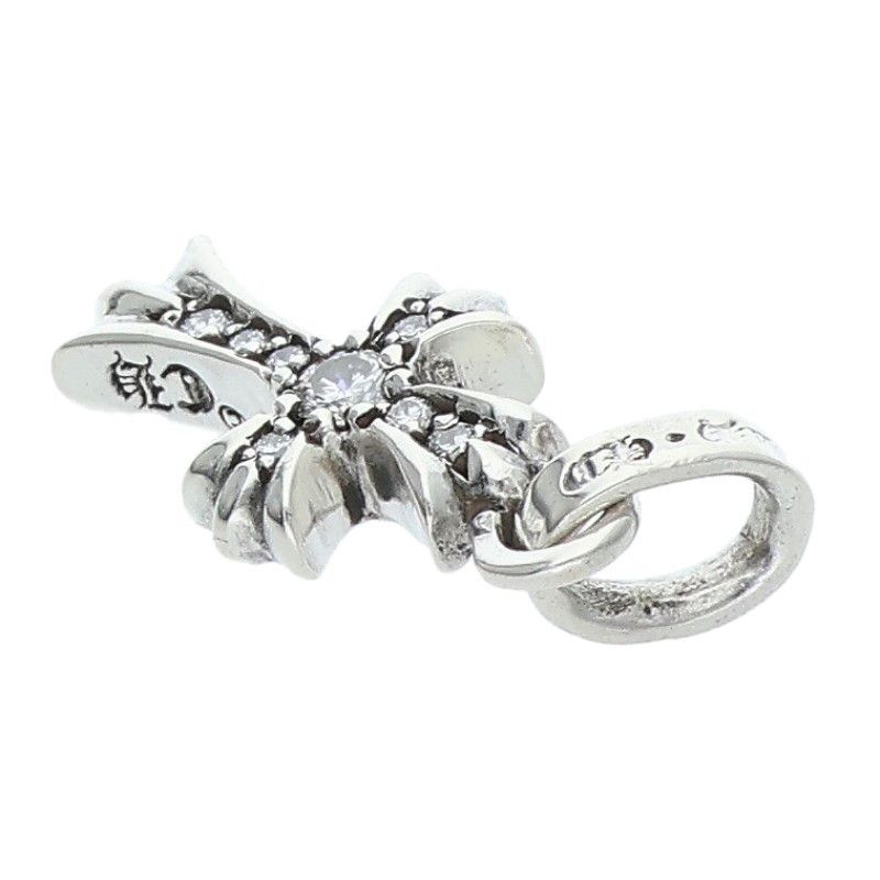 Chrome Hearts Crs Baby Fat P Dmnd Fat Pave Diamond Charm Silver Necklace — view 5