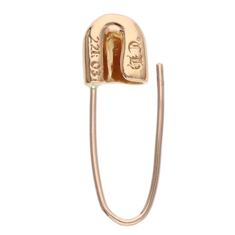 Chrome Hearts 22k ER Safety Pin Emrld Pin 1 Emerald Gold Earrings — view 5
