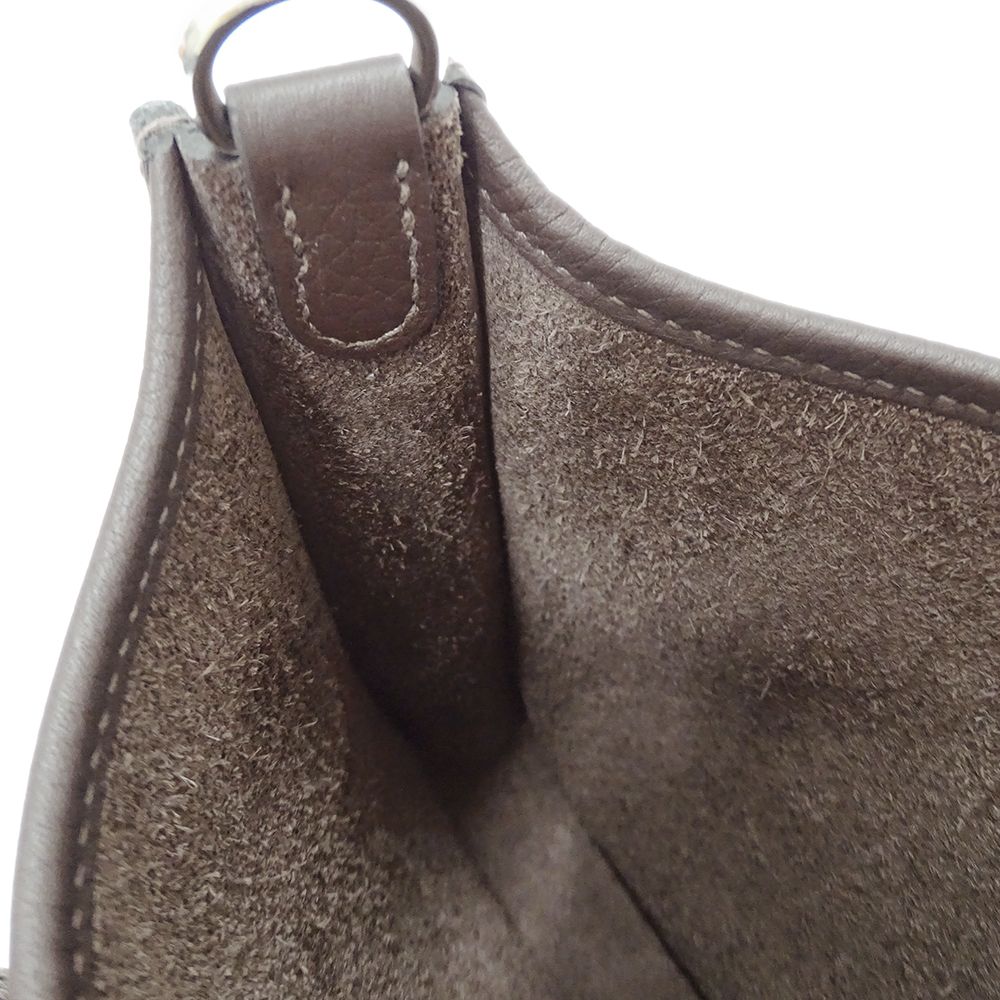 Hermes Shoulder Bag Evelyne TPM Taurillon Clemence Dark Brown Silver Small — view 9