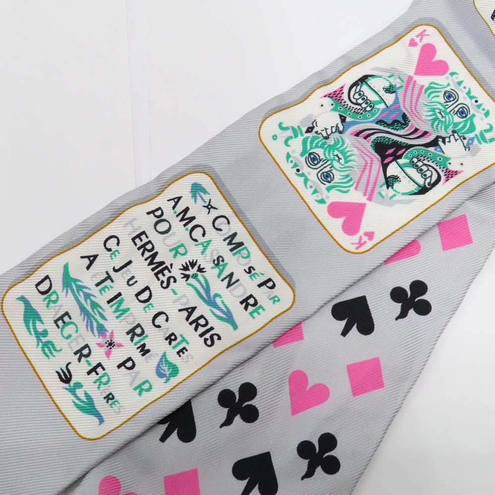 Hermes Twilly Jude Cult Playing Card Pattern Gray Black Pink Multicolor — view 9