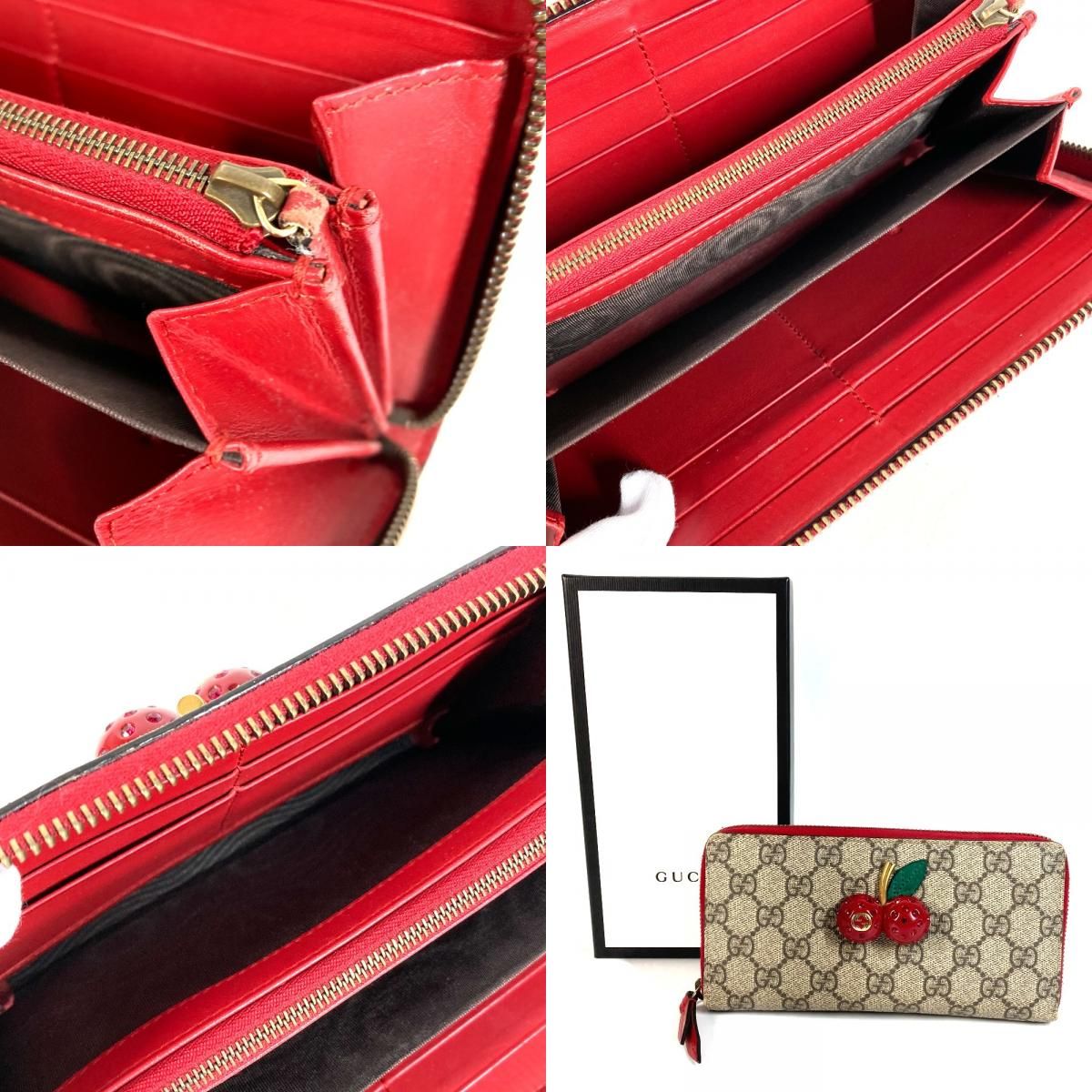 Gucci Wallet GG Logo Cherry Rhinestone Supreme Canvas — view 9