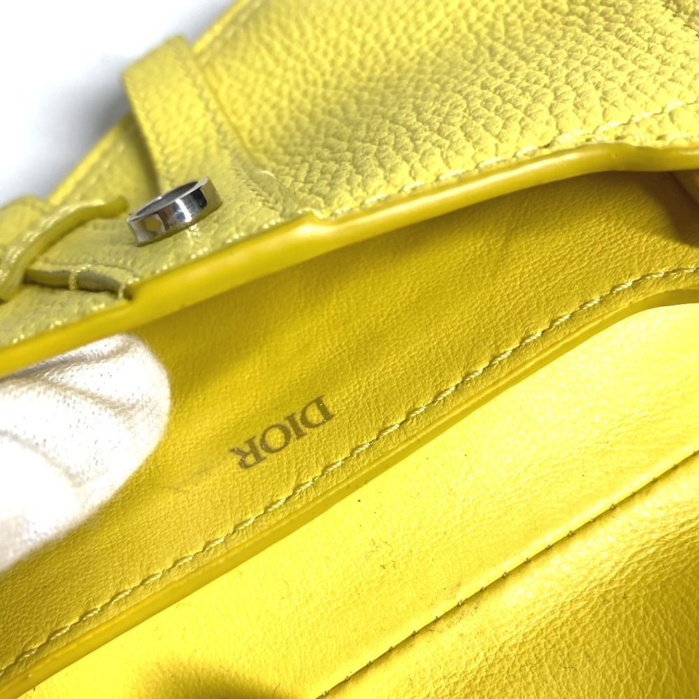 Dior Pouch Saddle CD Logo Charm Leather Yellow — view 9