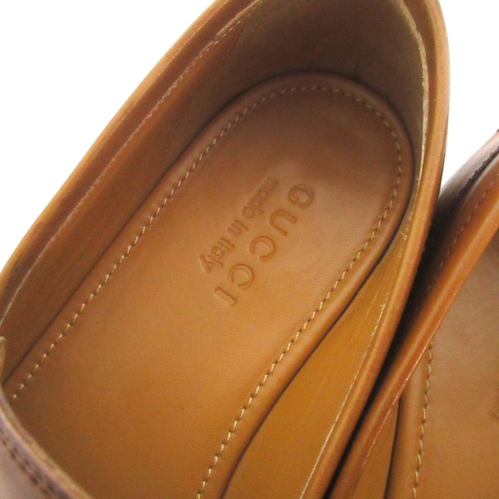 Gucci Jordan Horsebit Leather Loafers 7.5 Camel Brown Gold — view 9