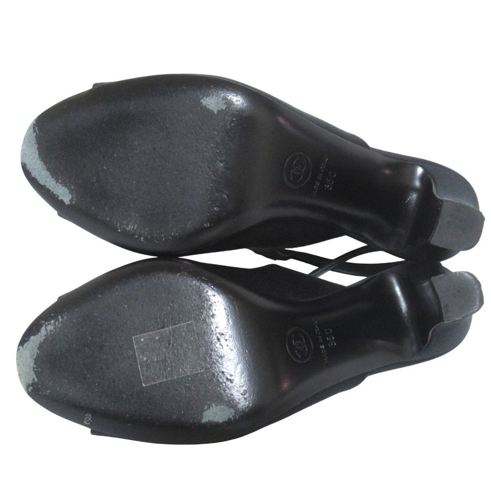 Chanel CC Logo Ankle Strap High Sandals 35c Black — view 9