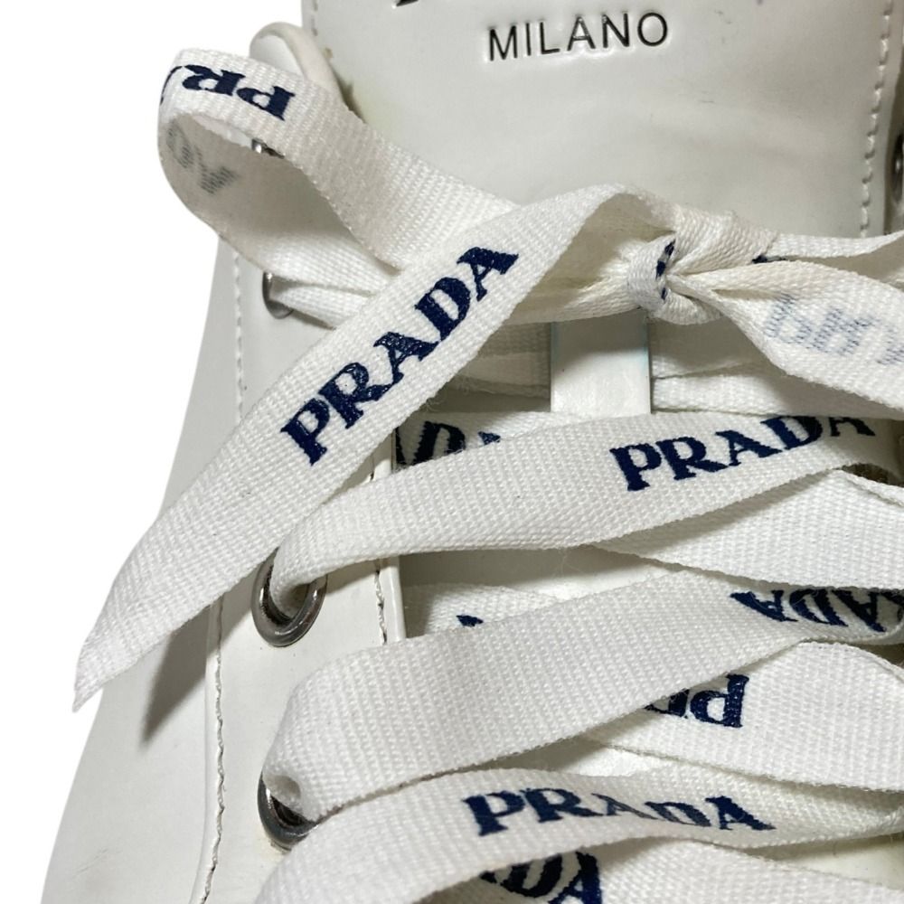 Prada Leather Low Cut Sneakers 37 White — view 9