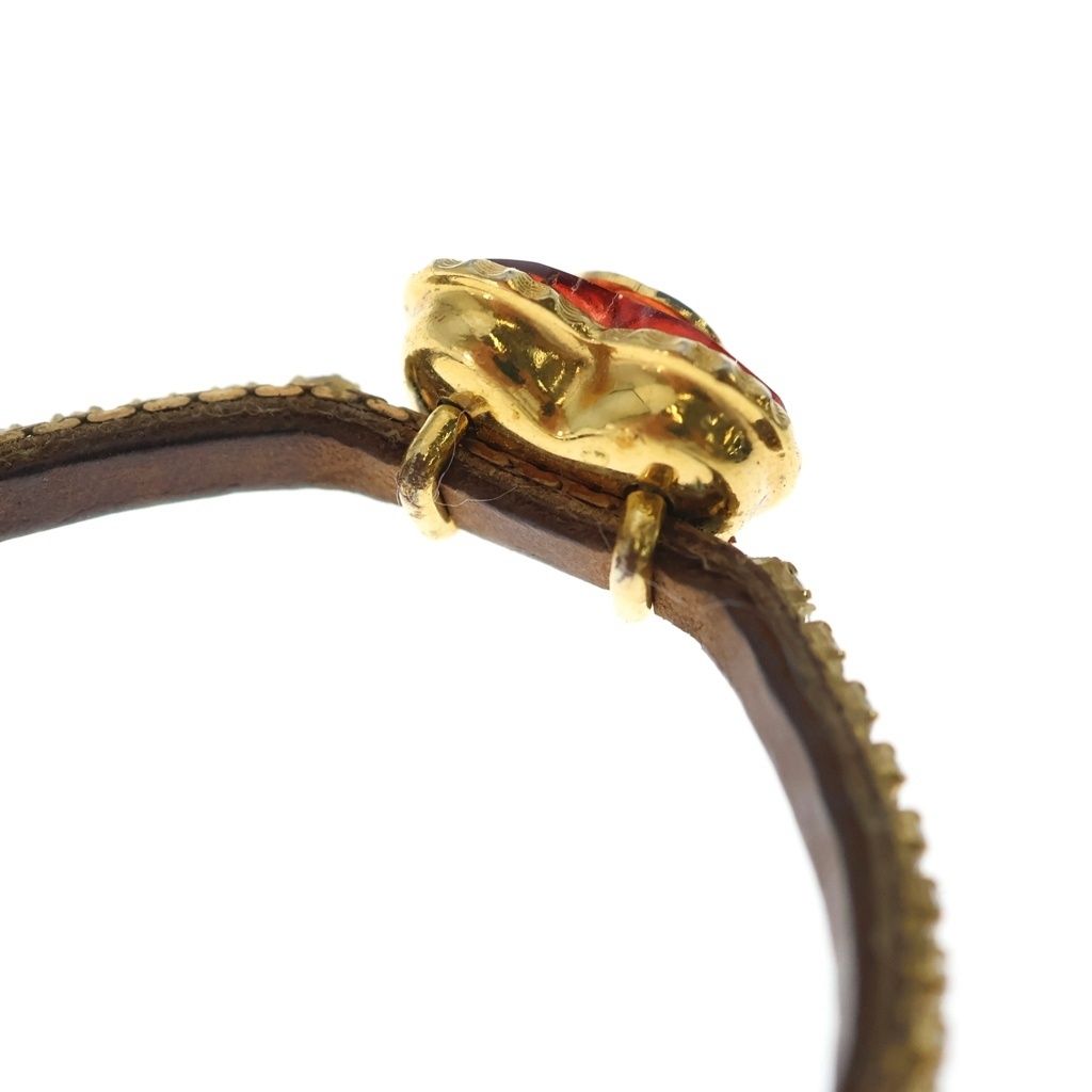 Gucci Interlocking Heart Motif Rhinestone Bracelet Gold — view 6