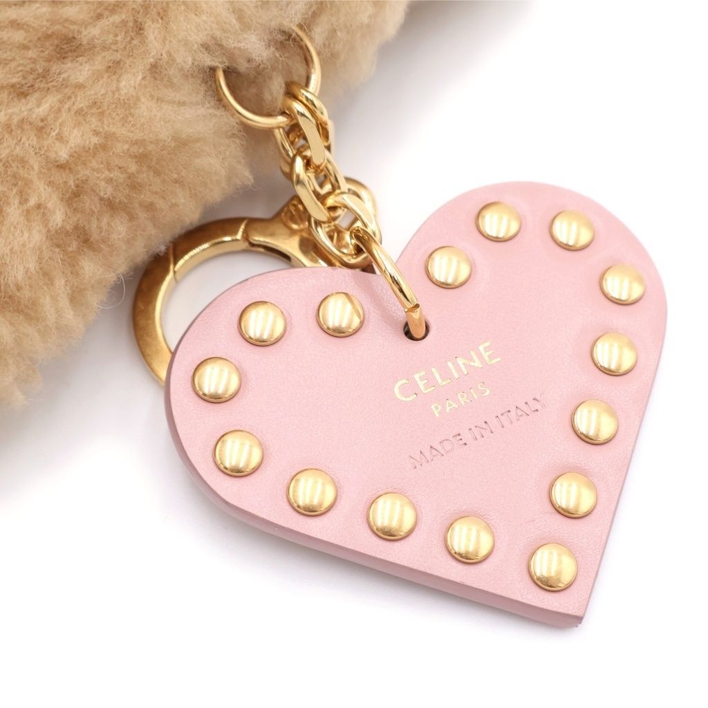 Celine Triomphe Bonbon Charm Bag Key Holder Key Ring Brown Beige Gold — view 6