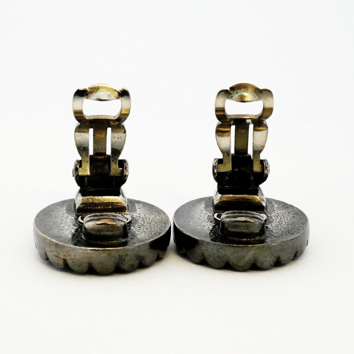 Chanel Earrings Vintage CC Logo Metal Gold Black Cles — view 6