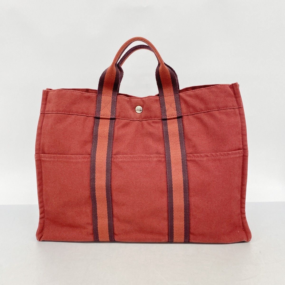 Hermes Tote Fourre Tout MM Canvas Bordeaux Silver — view 9