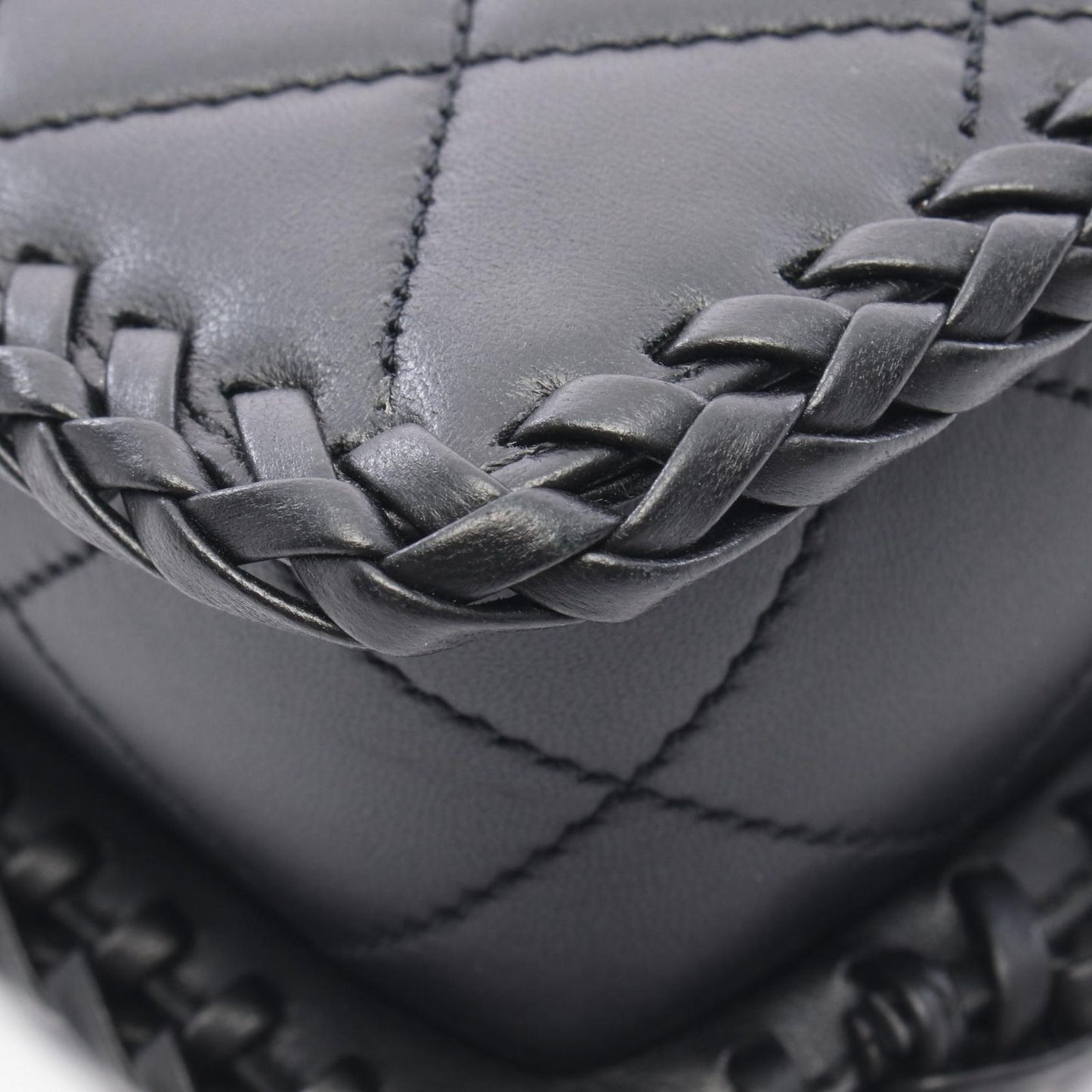 Chanel Shoulder Bag Quilted Full Flap Black Lambskin Small Chain — view 7