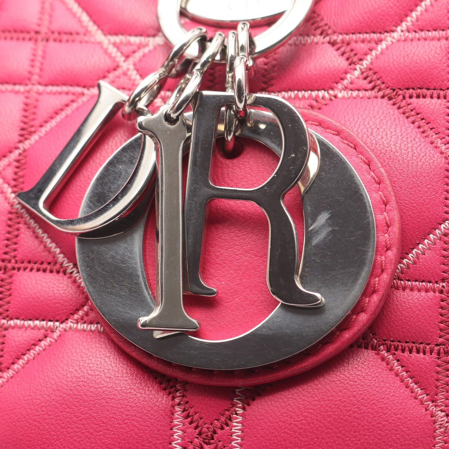 Dior Handbag Lady Dior Cannage 2-Way Magenta Leather Tote — view 9