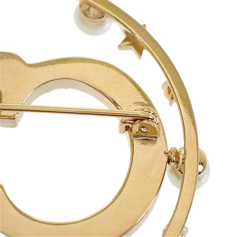 Dior Clair D Lune Brooch Metal Resin Pearl Gold — view 9