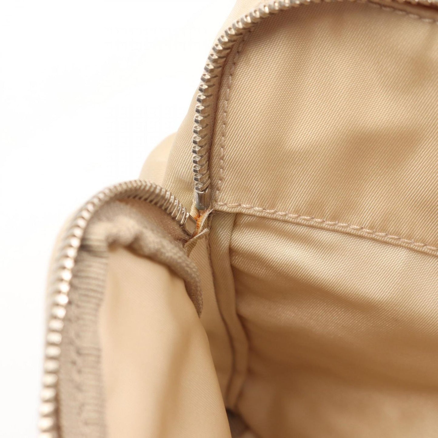 Prada Shoulder Bag Triangle Plate Beige White Nylon Leather — view 9
