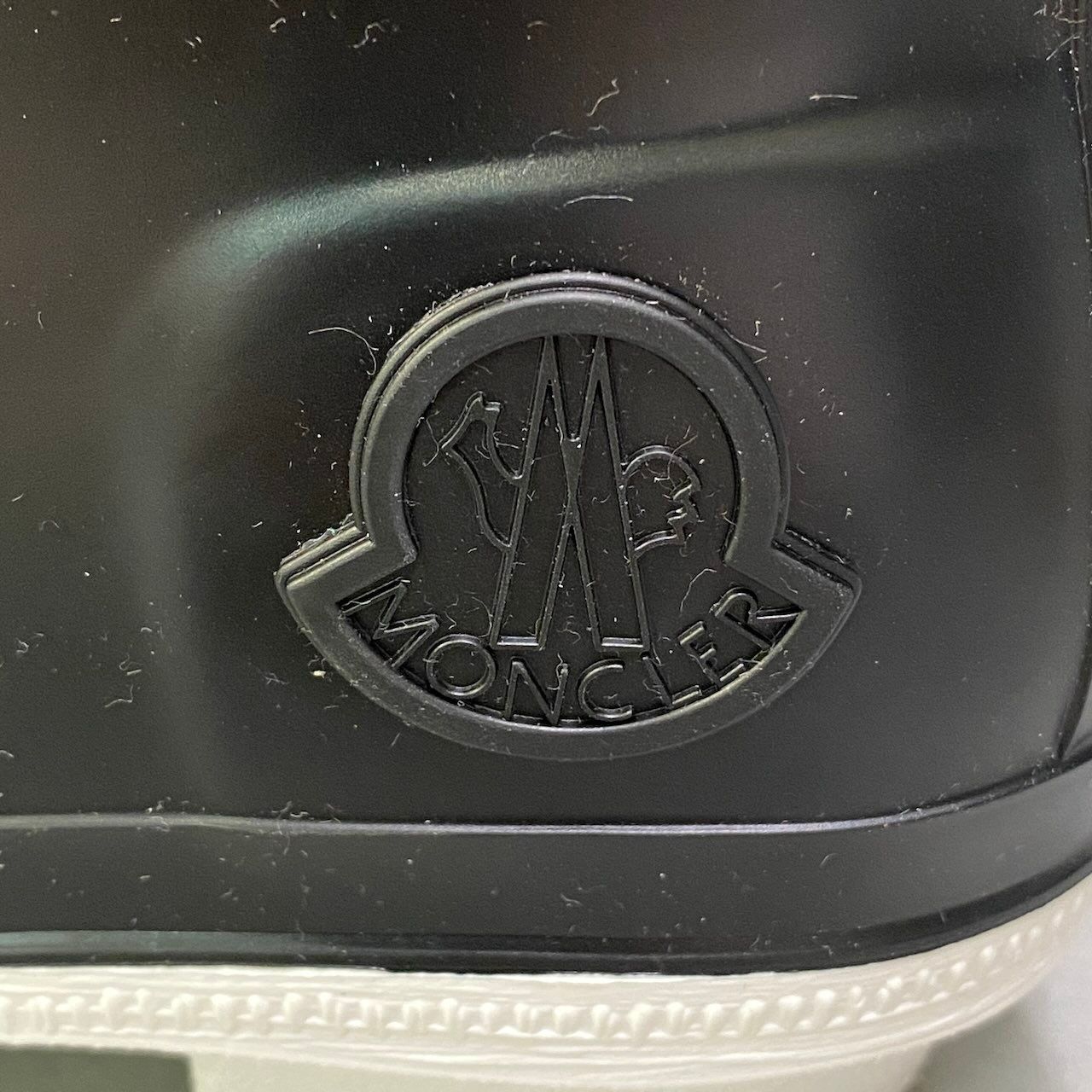 Moncler Belted Embossed Logo Rain Shoes Boots 36 Black White — view 9