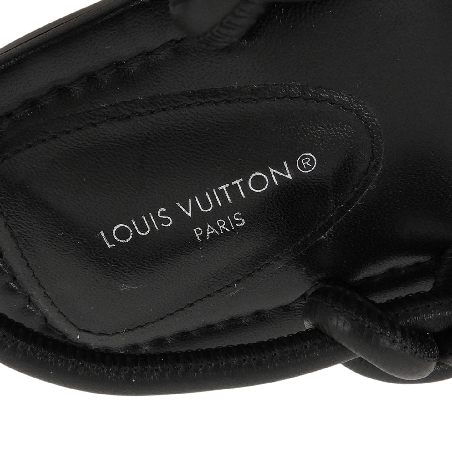 Louis Vuitton Square Toe Back Strap Flat Leather Sandals Black — view 9