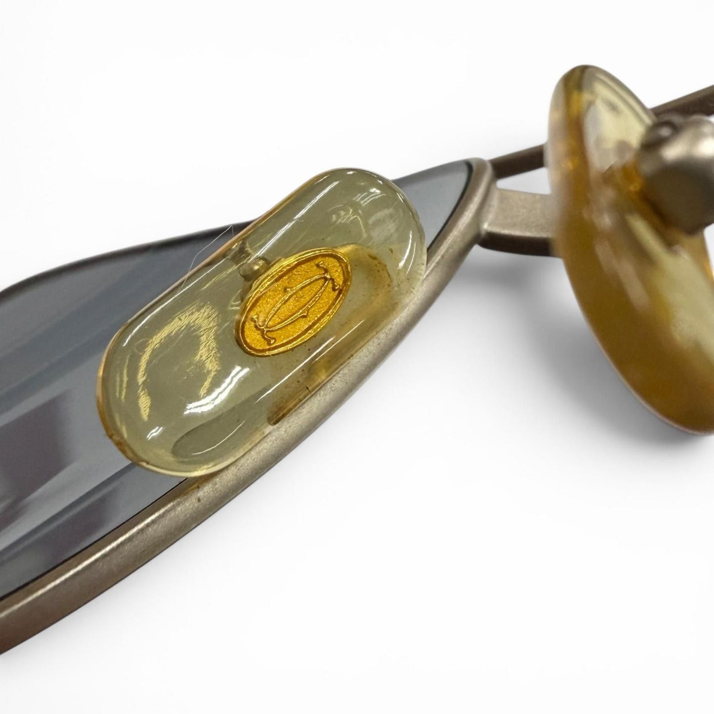 Cartier Vintage Santos Two Bridge Teardrop Eyewear Sunglasses Matte Silver — view 9