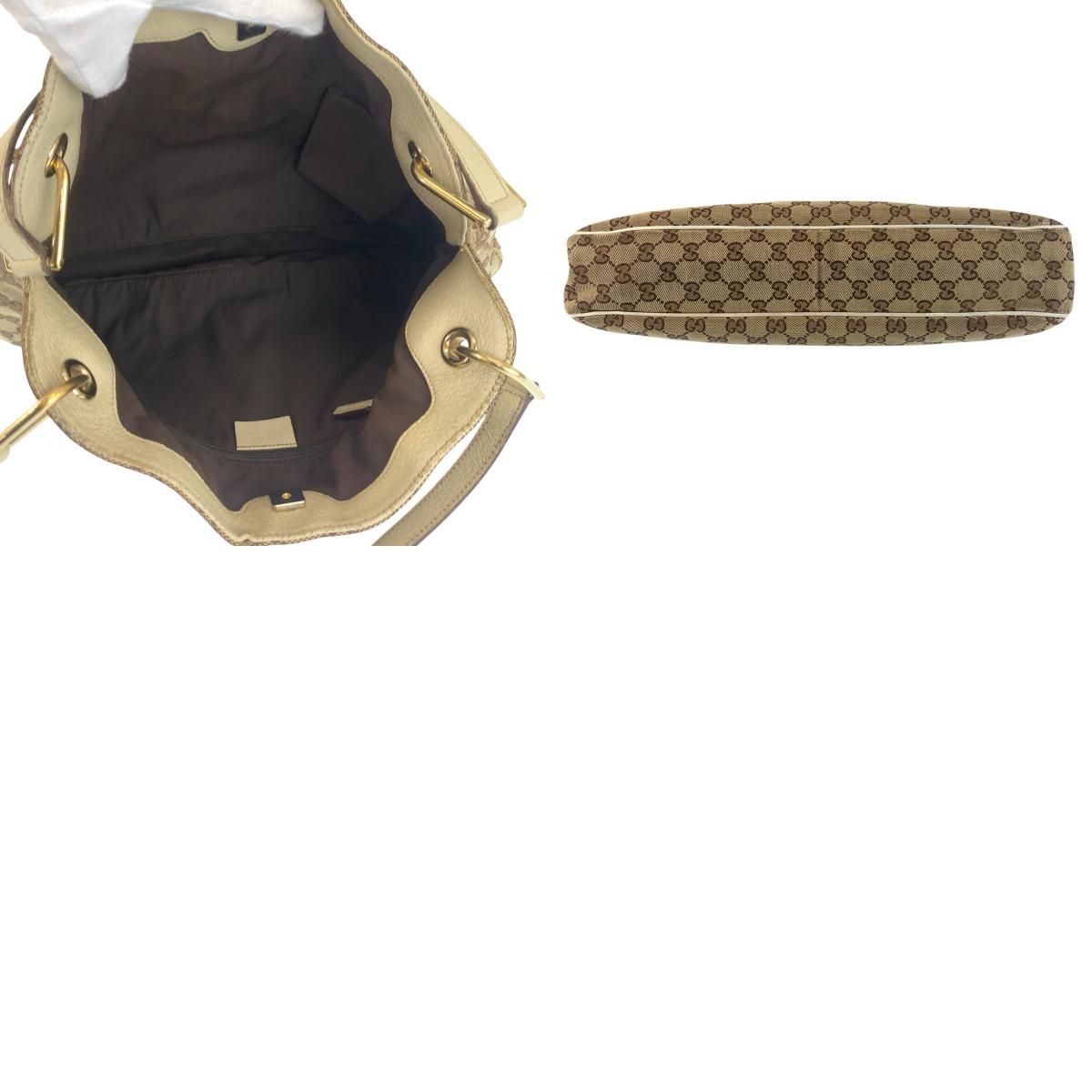 Gucci Eclipse Beige Ivory Gold GG Canvas Tote Shoulder — view 9