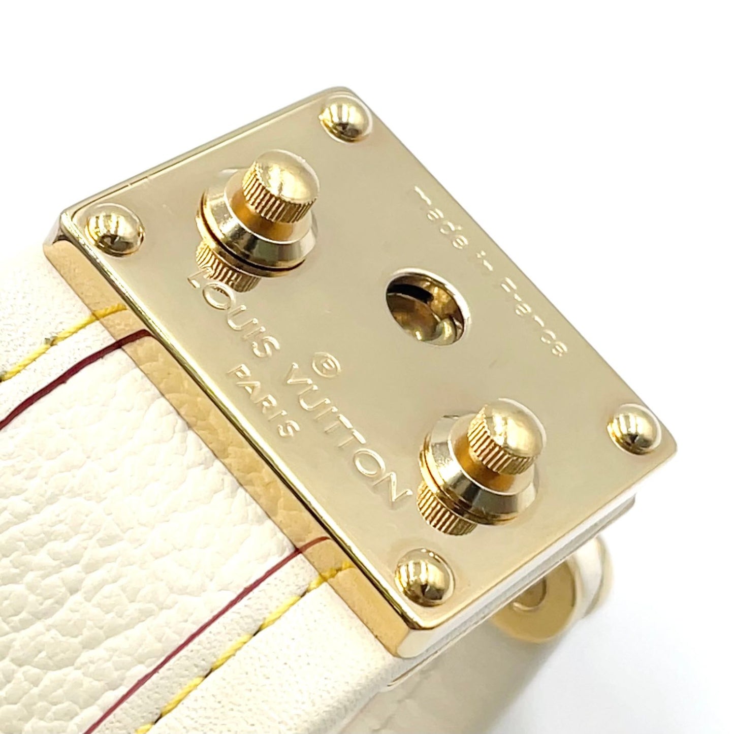 Louis Vuitton Bracelet Cellule Leather Ivory Gold Bangle — view 9