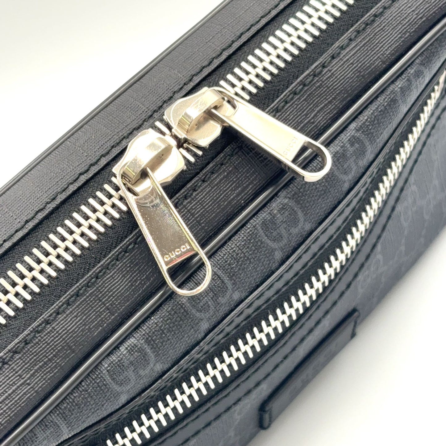 Gucci New Arrival GG Supreme Sherry Line Leather Black Belt Bag Silver — view 9