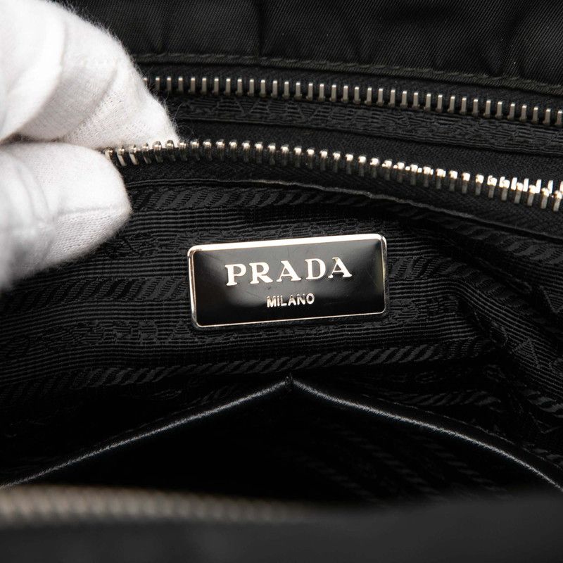 Prada Triangle Logo Mother's 2-Way Shoulder Bag Black Nylon — view 5