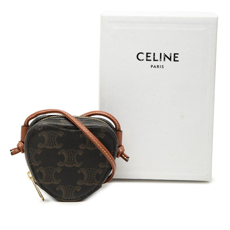 Celine Micro Heart Crossbody Shoulder Pochette Pouch Brown — view 7