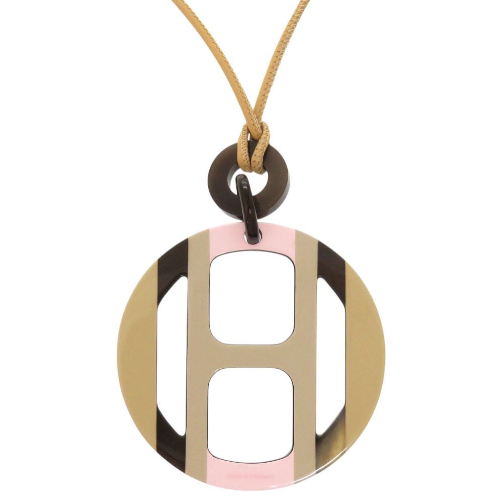Hermes Equipe Buffalo Horn Beige Pink Black Necklace — view 3