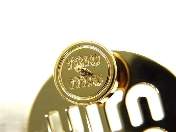 Miu Miu Miu Earrings Gold Metal Logo — view 3