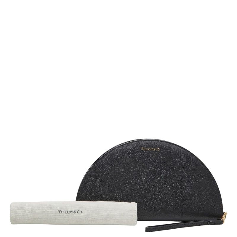 Tiffany & Co Embossed Half Moon Wallet Black Leather — view 9