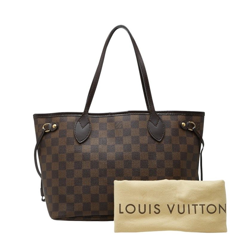 Louis Vuitton Damier Neverfull PM Tote Brown Leather — view 9
