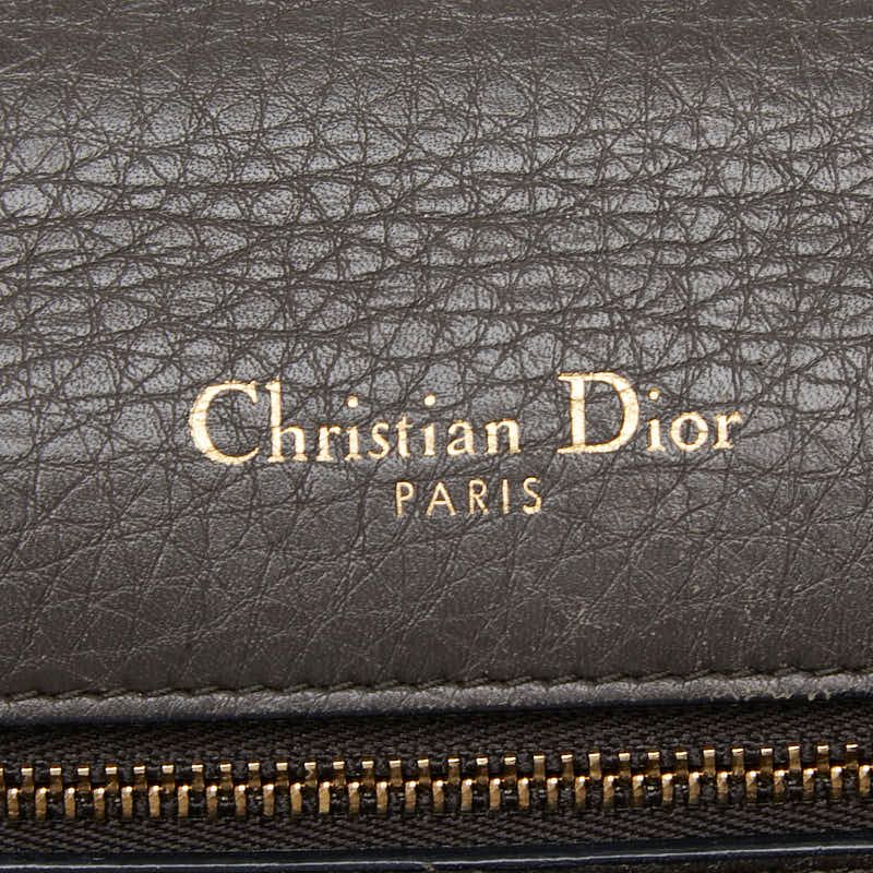 Diorama Chain Shoulder Bag Brown Leather — view 9
