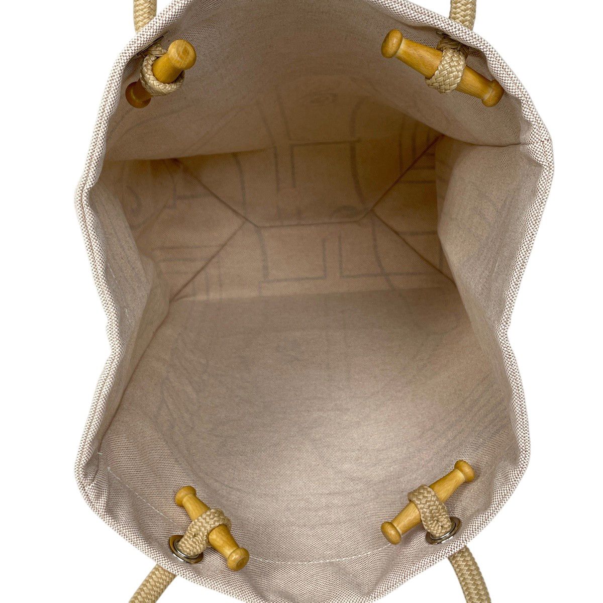 Hermes Beach Quadrige Tote Toile Ash Natural Blue Yellow — view 8