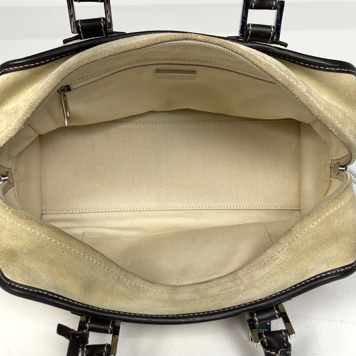 Loewe Amazona 28 Anagram Handbag Suede Beige Brown — view 8